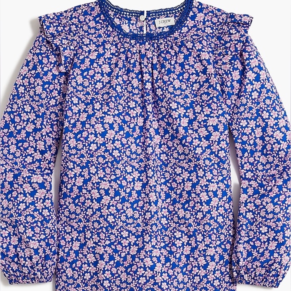J.Crew Factory Long-Sleeve Ruffle Shoulder Top